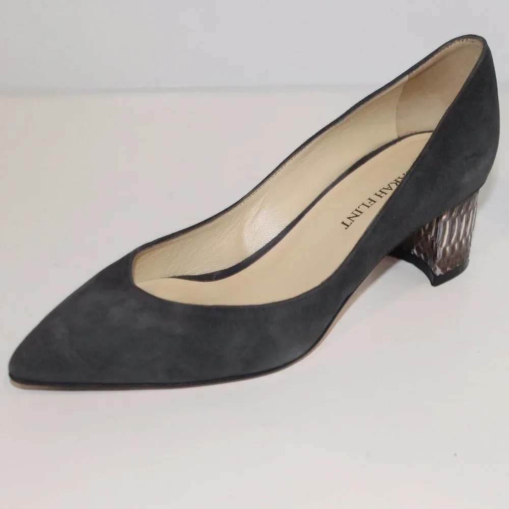 REDUCED Sarah Flint EMMA Gray Suede Closed Toe None Classic Pumps Shoes 35.5